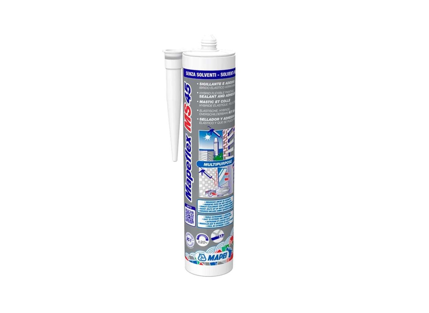 MAPEI MAPEFLEX MS 45 BIANCO ML.300 Sigillante adesivo elastico verniciabile per fondi umidi e movimenti fino al 20%