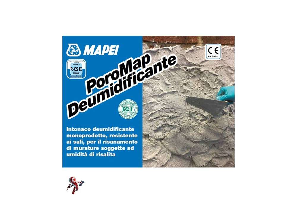 MAPEI POROMAP MONOPRODOTTO KG.20 Intonaco deumidificante monoprodotto per murature