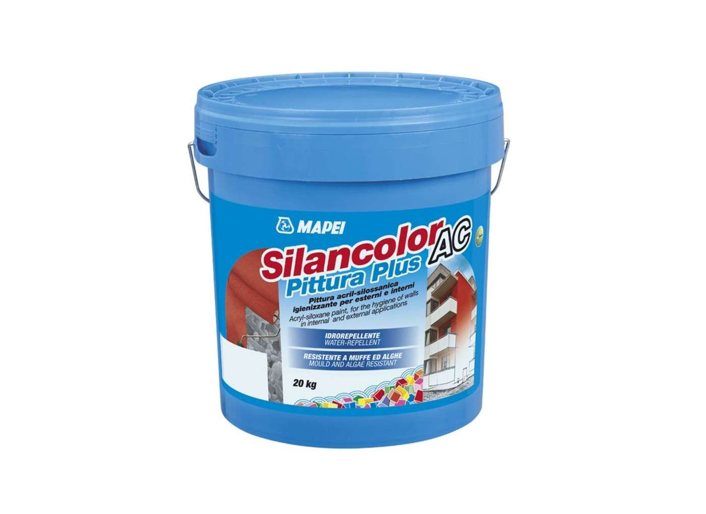 MAPEI SILANCOLOR AC PITTURA PLUS KG.20 BIANCO Pittura acril-silossanica igienizzante per interni ed esterni idrorepellente