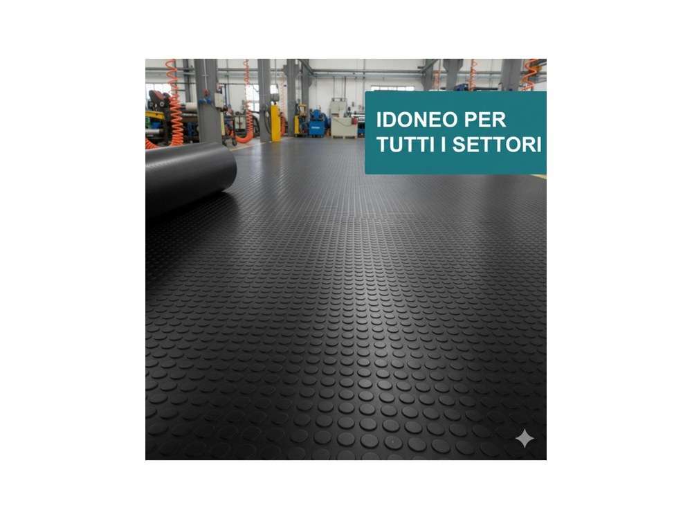 Bolflex Nero - Pavimento PVC Bollato Bullonato Modello Bollo H.100 cm Spessore 1,2 mm