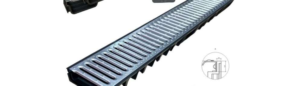 Canaletta di scolo acqua carrabile in PP-PE con griglia zincata 125x50 Kit 3 pz