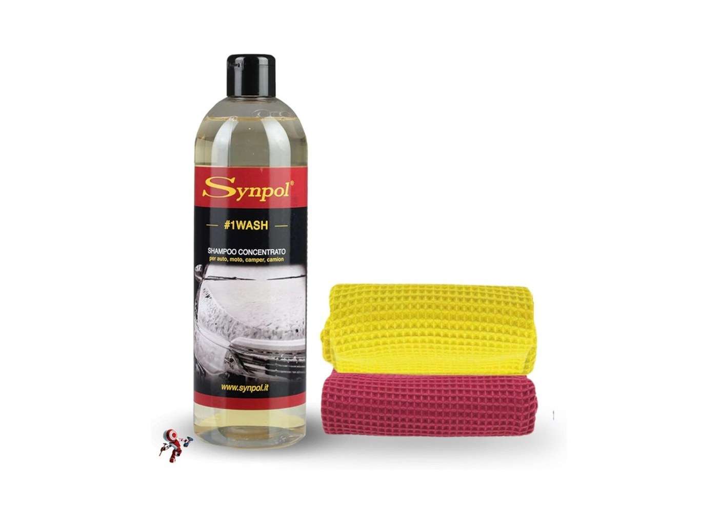 Synpol - Kit Shampoo Concentrato per Auto più 2 Panni in Microfibra